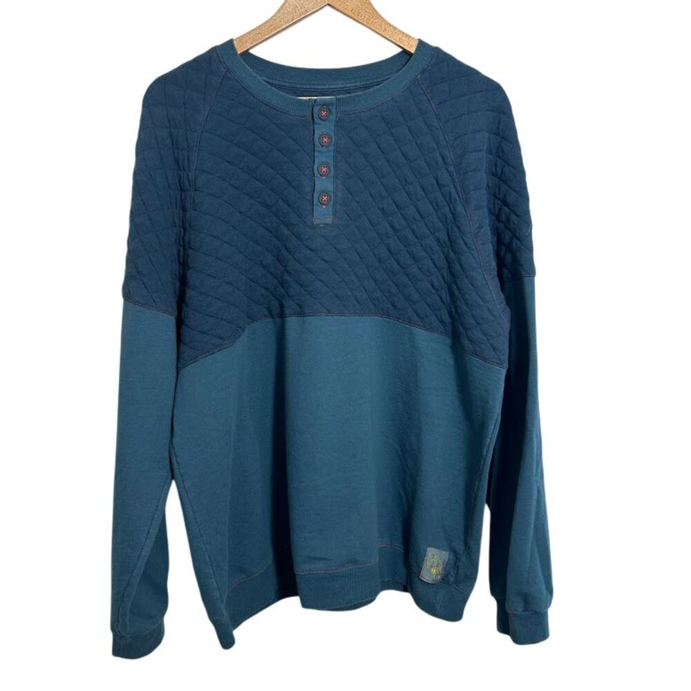Critical Role Sweatshirt Mens XL Blue Quilted Henley Battle-tested in Exandria